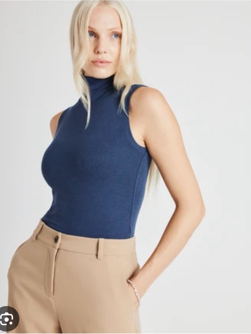 Kit and Ace Sleeveless Mockneck, Blue